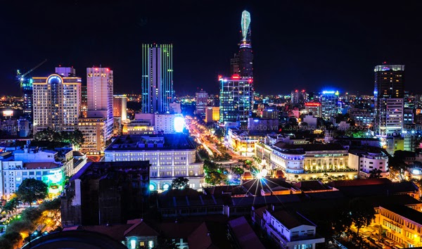 Ho Chin Minh skyline at night